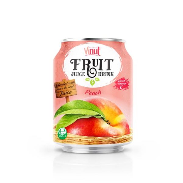 VINUT Canned Peach Juice 250ml Pack of 24