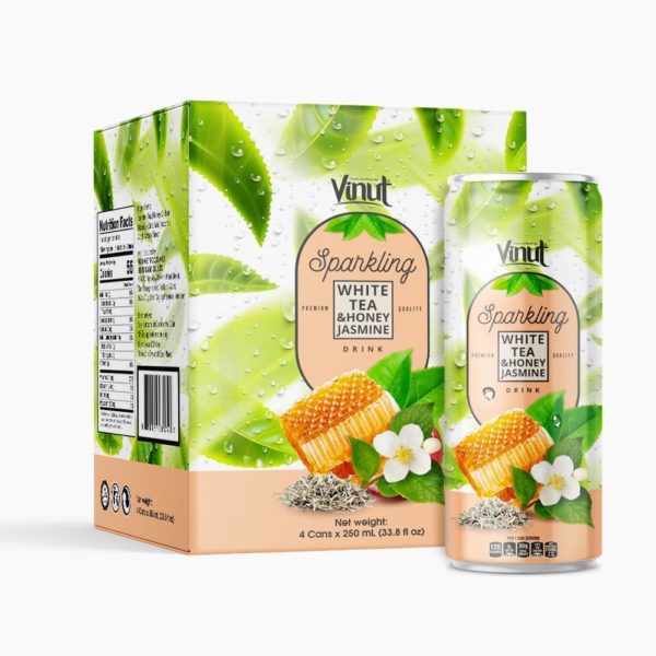 Box 4 Cans VINUT Premium White tea Honey Jasmine Sparkling water