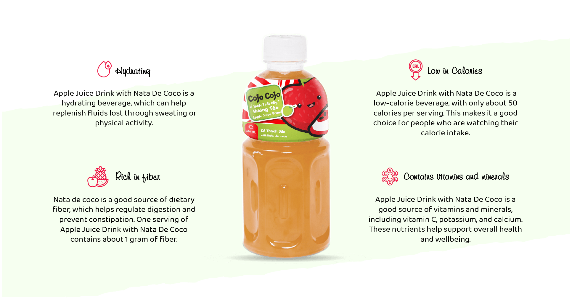 Apple juice with Nata de coco benefits & nutrition facts