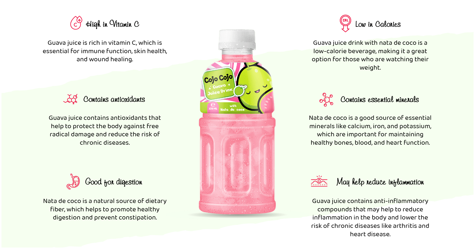 Guava juice with Nata de coco benefits & nutrition facts