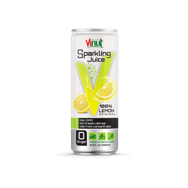 12 fl oz VINUT 100 Sparkling Original Lemon Juice drink Sugar free